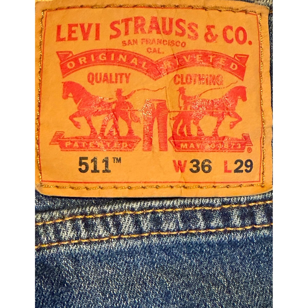 Levis 511 Slim Fit Jeans Mens 36x29 Medium Blue Stretch Denim NWT Classic Casual